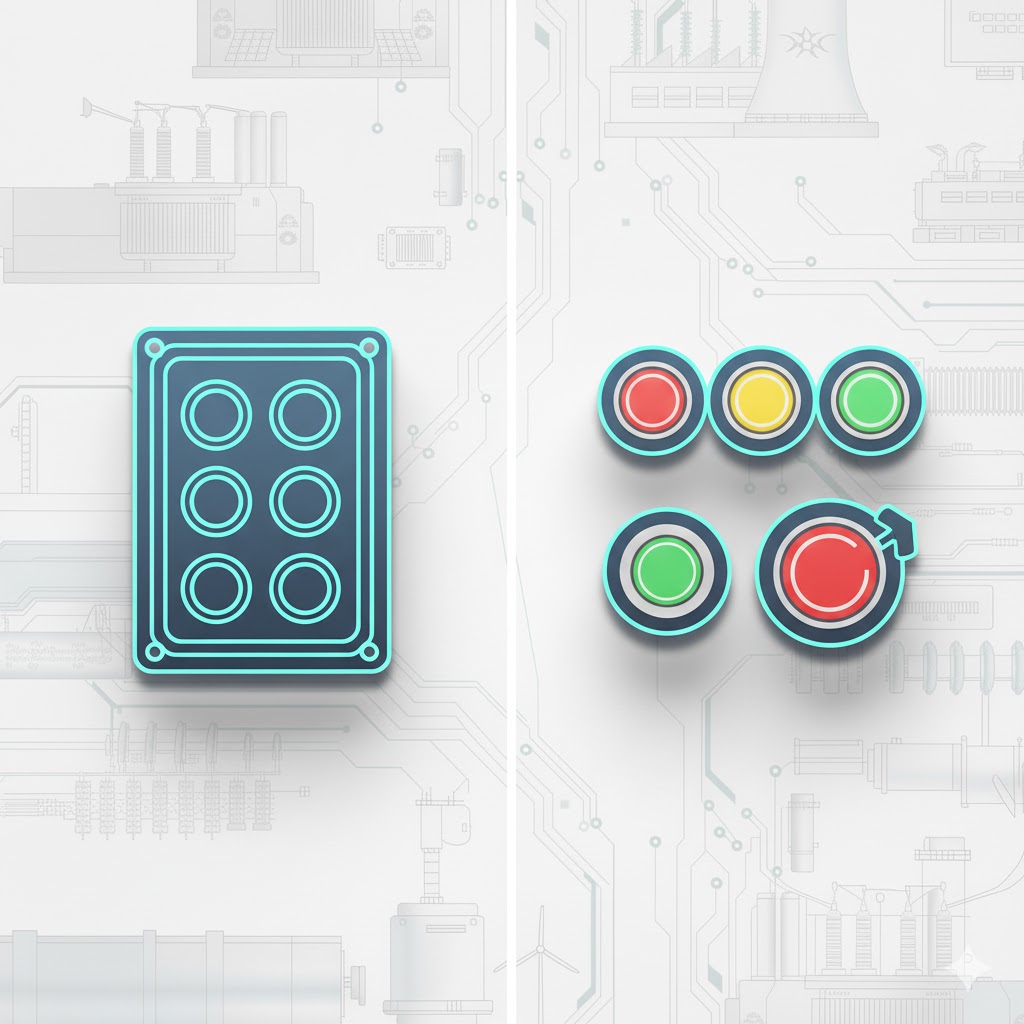 Посты кнопочные, кнопки, светосигнальная арматура, устройства управления